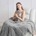 Wemore Fleece Weighted Blanket for Adults (60" x 80" 15lbs, Grey), Dual Sided Cozy Soft Sherpa Heavy Blanket, 3D Imitation Turtle Shell Warm Jacquard Flannel Weighted Blankets for Couch and Bed