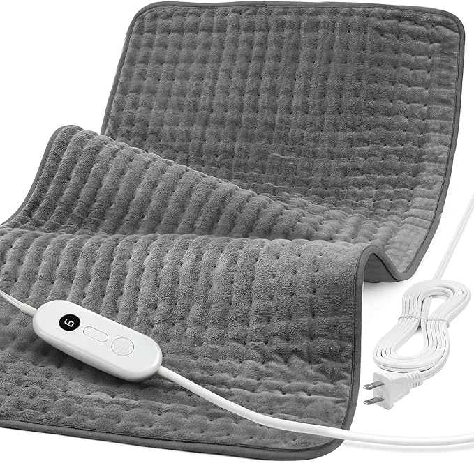 Heating Pad for Back Pain Relief, 17" X 33" XXX-Large Heating Pads for Cramps,Electric Heating Pad XL with 6 Fast Heating Settings,Moist Dry Heat Options,Auto-Off,Machine Washable, Light Gray
