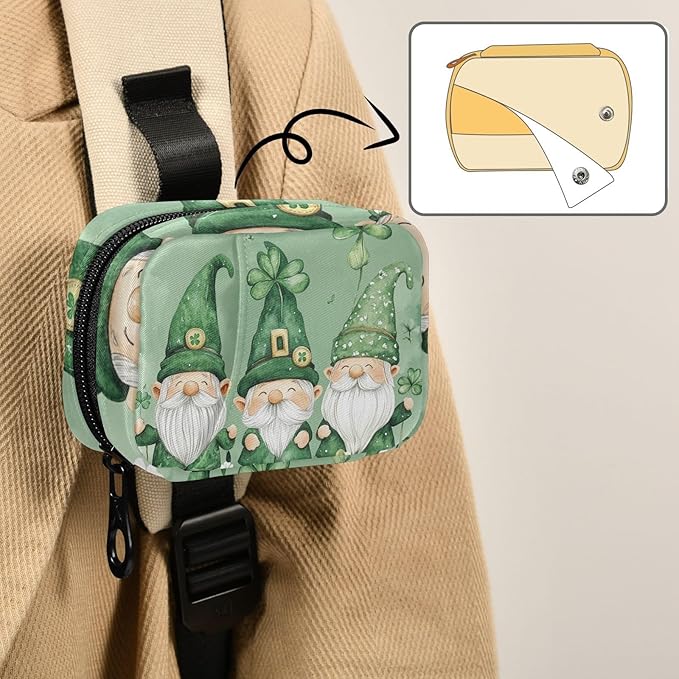 Travel Pill Case Gnomes with Shamrock Flowers Weekly Small Pill Box 7 Day Pill Box Pill Organizer Bag