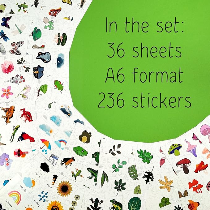 BulbaCraft Nature Stickers - Flowers, Mushrooms, Leaves, Plants, Insects & Bugs Stickers, Nature Party Decoration & Favors, Gifts for Women & Men