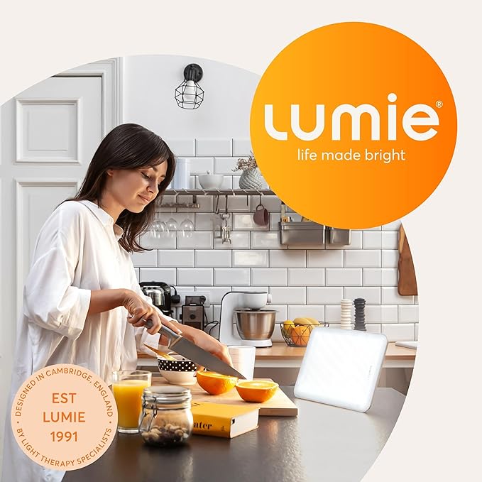 Lumie Vitamin L Light Therapy Lamp - Portable, Slim Design - 10,000 Lux Daylight Lamp - Detachable Stand, Cool White LEDs & Rippled Diffuser - Portrait or Landscape