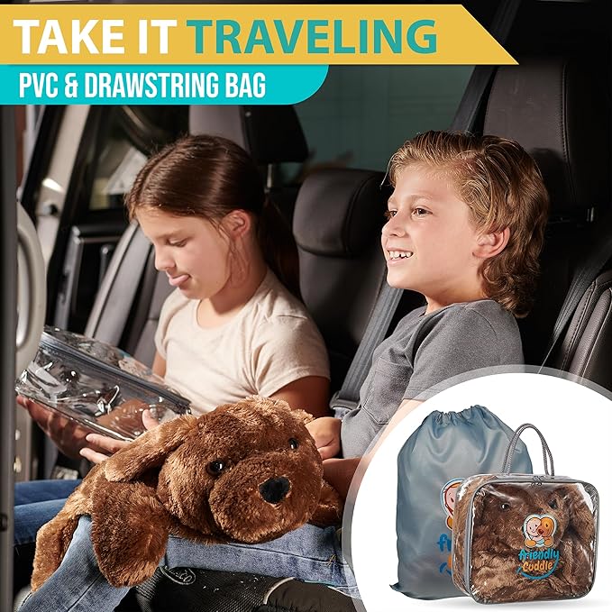 FRIENDLY CUDDLE Weighted Lap Blanket for Kids & Adults – Kids Weighted Blanket – ASD, Sensory Processing Weighted Stuffed Animals Dog Toy – Microwavable Weighted Lap Pad for Kids, 5 Lbs