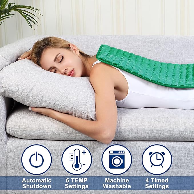 24"X20" Electric Heating pad with 6 Heat Settings, Auto Shut Off, Green Dry Electric Heating for Back Neck Knee Arms Legs Shoulder Heat Pads for Christmas Birthday Father's Day Mother's Day