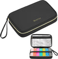 Restree Monthly Pill Organizer 28-Compartment Pill Case, 4 Times Daily Medication Container, Travel-Friendly Pill Box for Vitamins Supplements (Black)