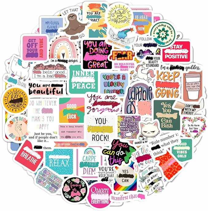 BulbaCraft 100Pcs Funny Motivational Stickers with Swear Words - Funny Adult Stickers, Quotes Decals for Water Bottles, Motivational Decals, Gifts for Women & Men