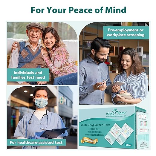 Easy@Home Multi-Drug Screen Test: Quick Testing Buprenorphine (BUP), Cocaine (COC), Morphine (MOR), Methadone (MTD), Oxazepam (BZO), Oxycodone (OXY) -#EDOAP-865 (5 Individual Pack)