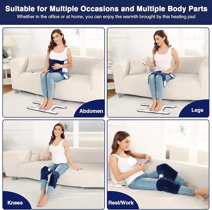 Heated Knee Wrap - 2 Pcs Hands-Free Electric Heating Pad for Knee Pain Relief, Arthritis & Knee Fatigue, Fast Heating with Adjustable Temperature 86℉ to 158℉ & 10-90 Min Auto-Off
