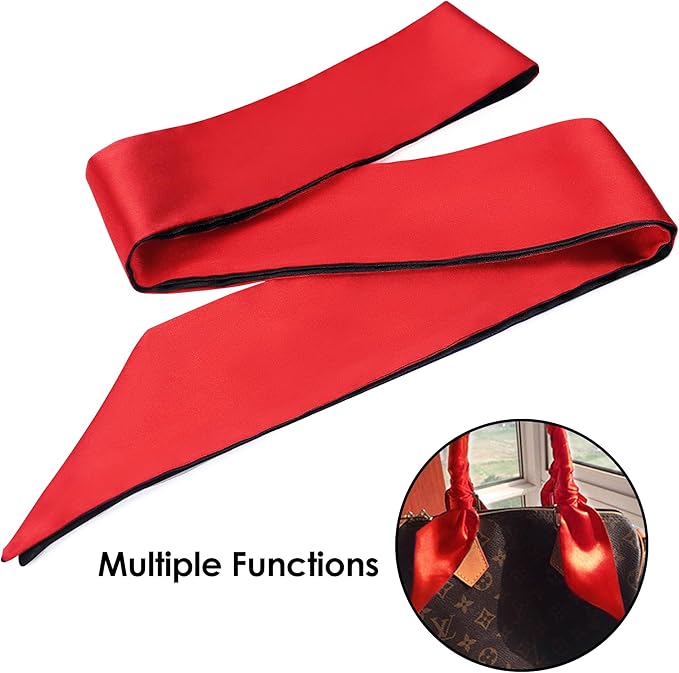 FRESHME 2pc Satin Sleep Mask - Lightweight Blindfold Eye Mask Cover for Women Men Couples Night Gift, Valentine's Day Gift Double Sides Dark Purple & Black+Red & Black 2pc Set