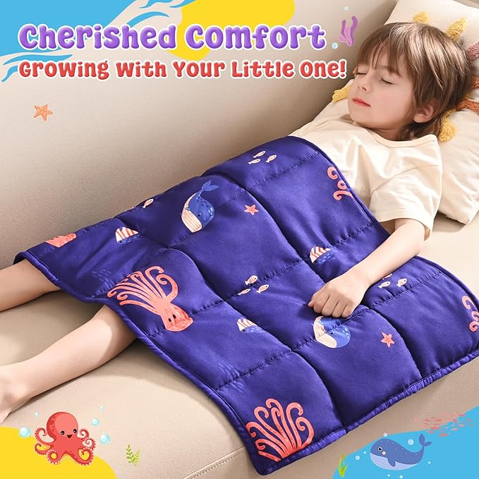 anfie Weighted Lap Pad 2 Pounds, Weighted Blanket (30"*40") Cooling Blanket for Sleeping,Weighted Throw Blanket for Travel Indoor Outdoor (Blue Ocean)