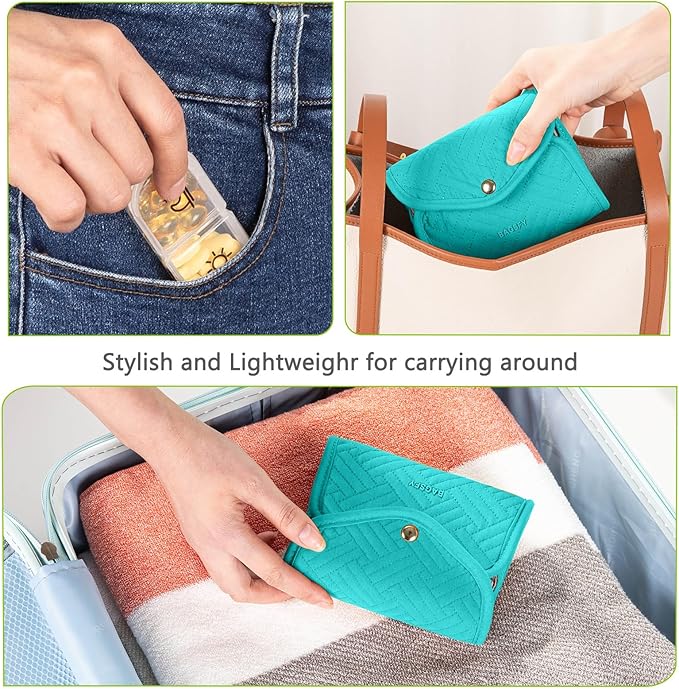 BAGSFY Weekly Pill Organizer 3 Times a Day in a Cute Fabric Pill Case, Medicine Pill Organizer, Pill Box, Portable Travel Pill Case, Pill Container for Medication, Vitamins, Fish Oils, Supplements