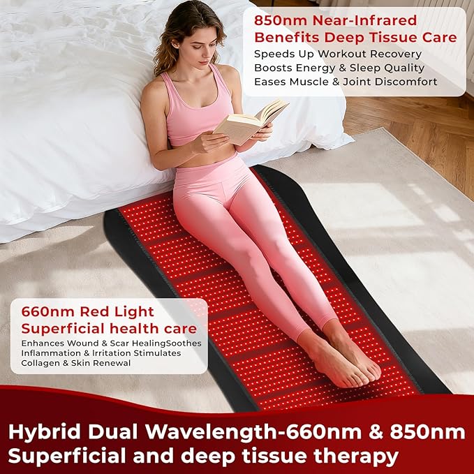 Red Light Therapy for Body, 76.8''x 39.4'' Eligible Red Light Therapy Pad, Dual Chip Grade 1260 LEDs 660nm & 850nm Light Therapy Mat with Timer Remote Control