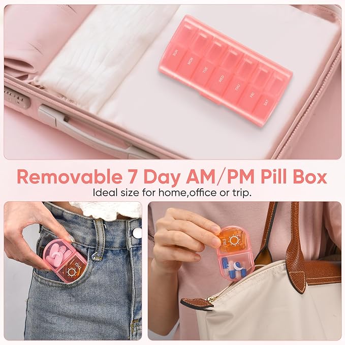 Weekly Pill Organizer 2 Times a Day Compact Pill Box 7 Day Pill Case Medication Reminder Portable Travel Pill Dispenser for Pills,Vitamin,Fish Oil