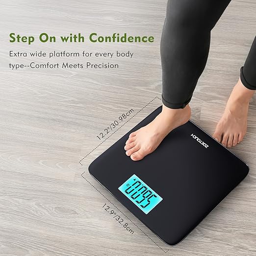 560lbs Bathroom Scale for Body Weight Over 500 lbs, Accurate Digital Weighing Machine with Wide Platform 12.2" x 12.9", Large Backlit LCD Display,High Capacity for Heavy Duty Seniors