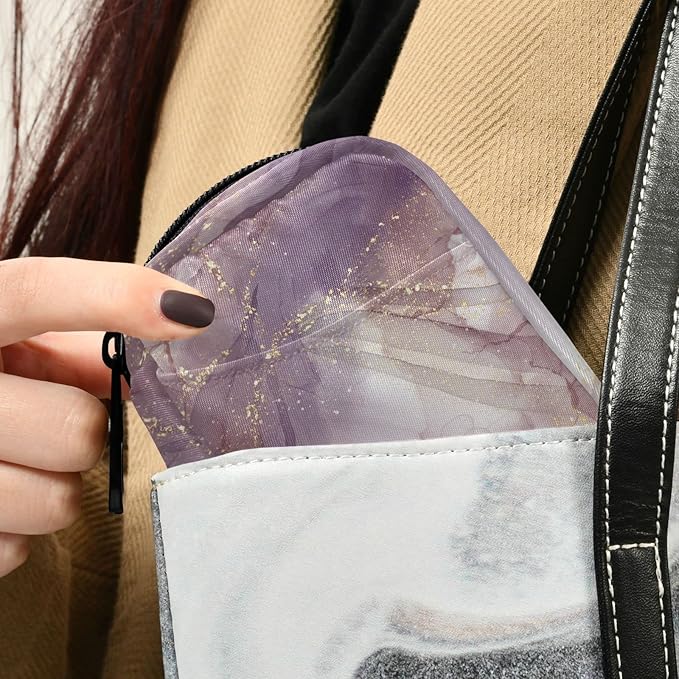 Purple Rose Marble Pill Case, Weekly Portable Pill Bag Container 7 Days Cute Pill Box Organizer Vitamin Supplement Holder with Zipper for Travel Family Business