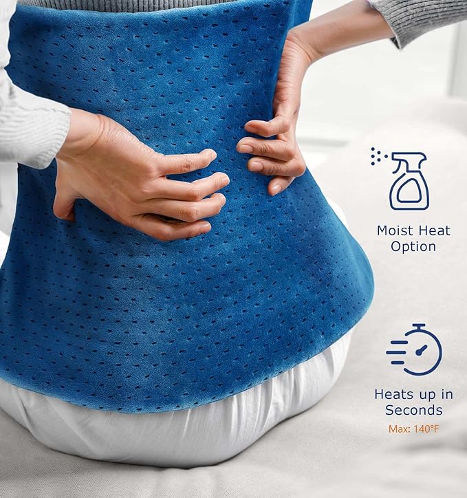 Heating Pad for Back Pain Relief, 33"x 17" Electric Heating Pad for Shoulder, Neck, Cramp, Menstrual Pain, Christmas Gifts for Women Men Mom Dad - 6 Heat Settings and Auto-Off, Moist/Dry Heat pad