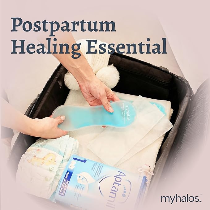 MyHalos® 2X Perineal Ice Packs - Hot & Cold Postpartum Essentials for Hemorrhoids, C Section & Pain Relief, After Birth Essentials for Mom - Cooling Pads, Postpartum Care (2 Pack)