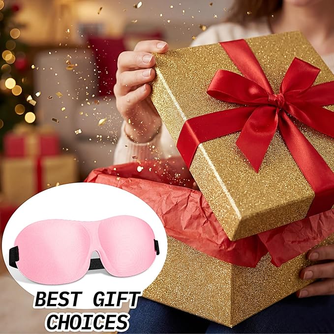 Bonuci 12 Pack Sleep Mask Blackout 3D Eye Mask for Ultralight Sleeping Night Blindfold Eye Covers with Adjustable Strap for Men Women Travel Gift Back and Side Sleeper (Pink)