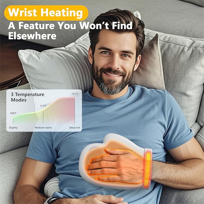 2026 NEW Hand Massager with Heat and Compression, Hand Massager with 3 Temps (108°F ~ 121℉), 5 Strengths, 3 Massages for Arthritis, Wrist & Carpal Tunnel Relief, Hand Massage, Gift for Women/Men