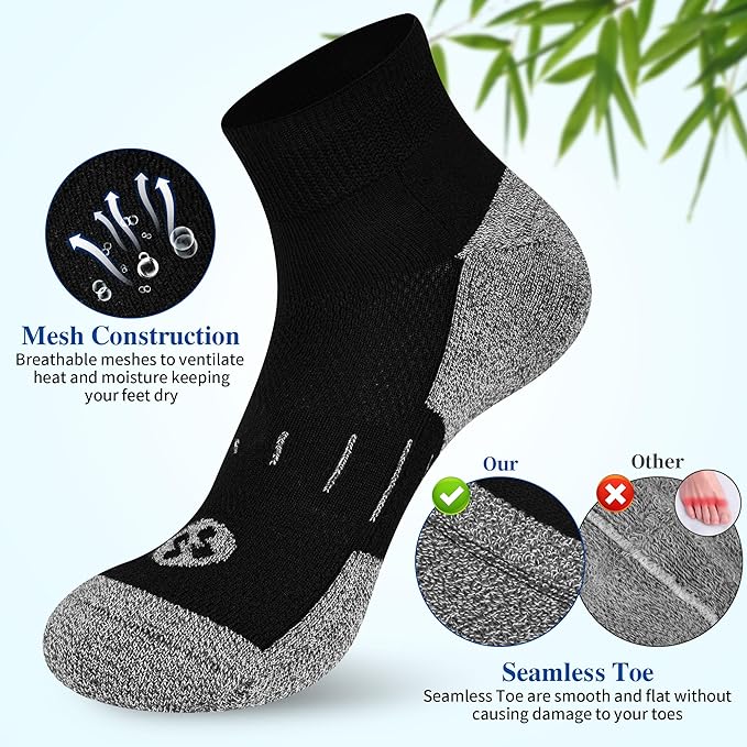Diabetic Socks for Men,6 Pairs Ankle Mens Diabetic Socks,Diabetic Neuropathy Socks for Men Size 9-11/10-13/13-15.