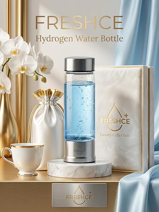 Hydrogen Water Bottle – Hydrogen Water Machine Generator, Glass Water Bottle with SPE/PEM Technology, Portable Rechargeable Water Electrolyzer 1800 PPB, BPA-Free for Home, Office, Gym & Travel