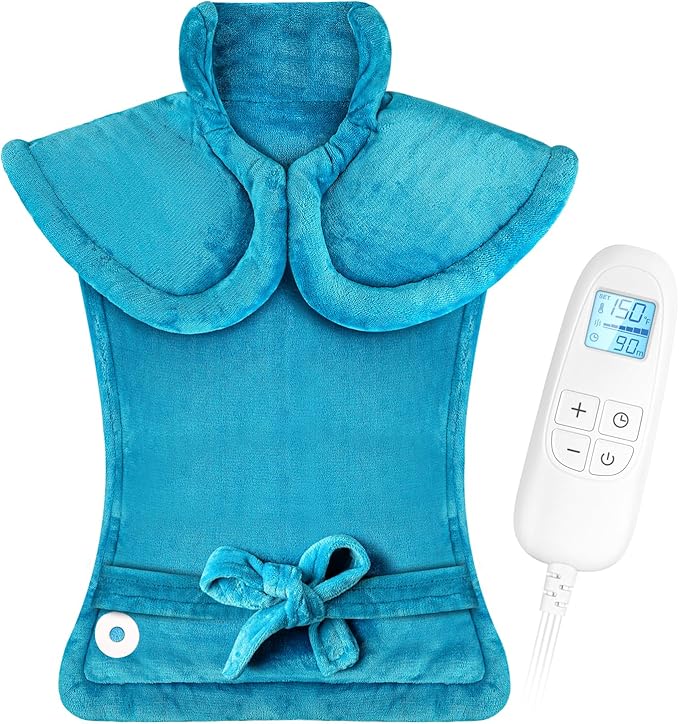Electric Heating Pad for Neck and Shoulders and Back Pain Relief, FLUFFYWARMTH 24"x33" Large with 3 Heating Levels and 3 Timers Auto Off, ETL & FCC Certified, Neck Shoulder Back Heating Heat Pad