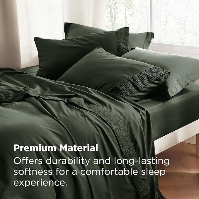 Bedsure Twin Sheets Set - 3 Pieces Soft Twin Bed Sheets - Breathable & Cooling - Hotel Luxury - Easy Care Polyester Microfiber Bedding for Women, Men, Olive Green