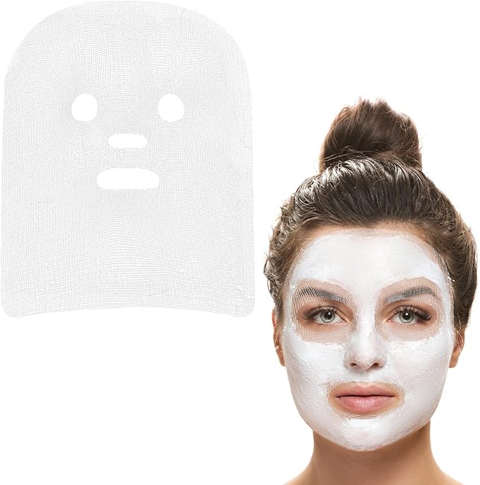 100 Pieces Pre-Cut Gauze Face Masks, Cotton Face Gauze for High Frequency Gauze Pad Soft Facial Gauze Face Pads for Women Beauty Salon SPA Skin Care DIY Mesh Face Care (White)