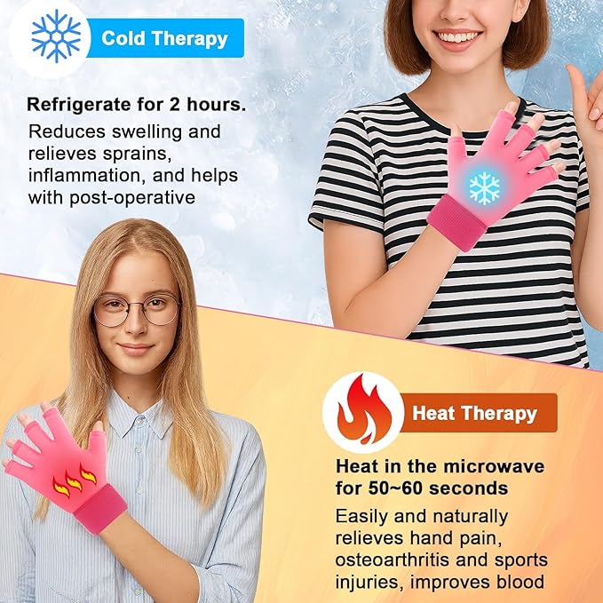 Finger Arthritis Compression Hand Ice Pack Gloves for Pain Relief, Adjustable Wrist Ice Pack for Hot & Cold Therapies, Reusable Gel Finger Ice Glove Sleeve tfor Tendinitis, Carpal Tunnel (Gray)