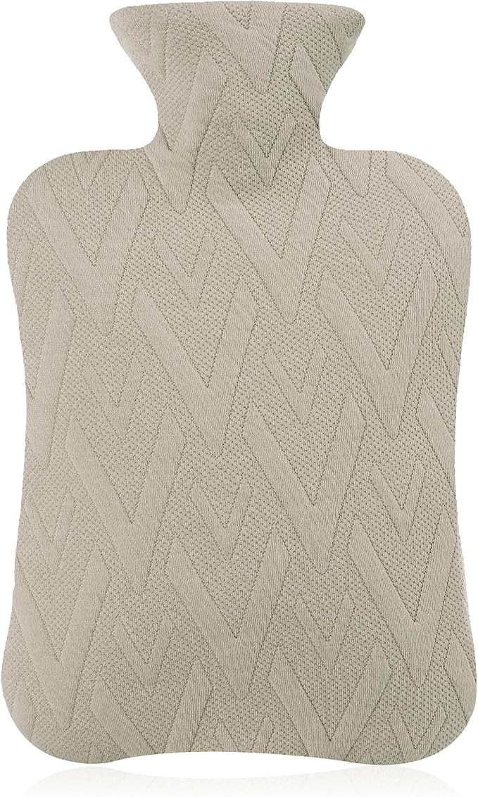 samply Hot Water Bottle with Cover, 2L Hot Water Bag for Hot and Cold Compress, Hand Feet Warmer, Neck and Shoulder Pain Relief, Grey