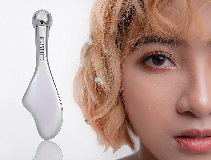 Mini Eye Care Stick, Facial Roller to Eliminate Eye Puffiness, Lighten Wrinkles, Gua Sha Beauty Skin Care Tool, On-the-go Facial Care Massager for Women (Zinc Alloy)