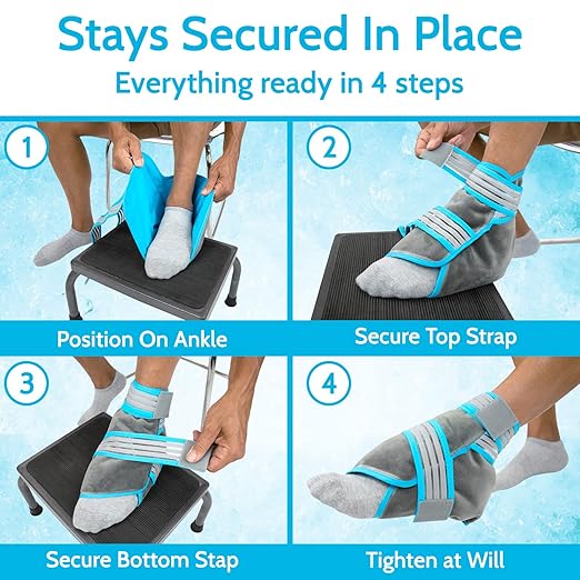 Arctic Flex Ankle Foot Ice Pack Wrap - Reusable Gel for Hot Cold Therapy - Large Soft Wrap for Injuries - Long-Lasting & Flexible for Pain Relief, Achilles Tendonitis, Sprains, Swelling