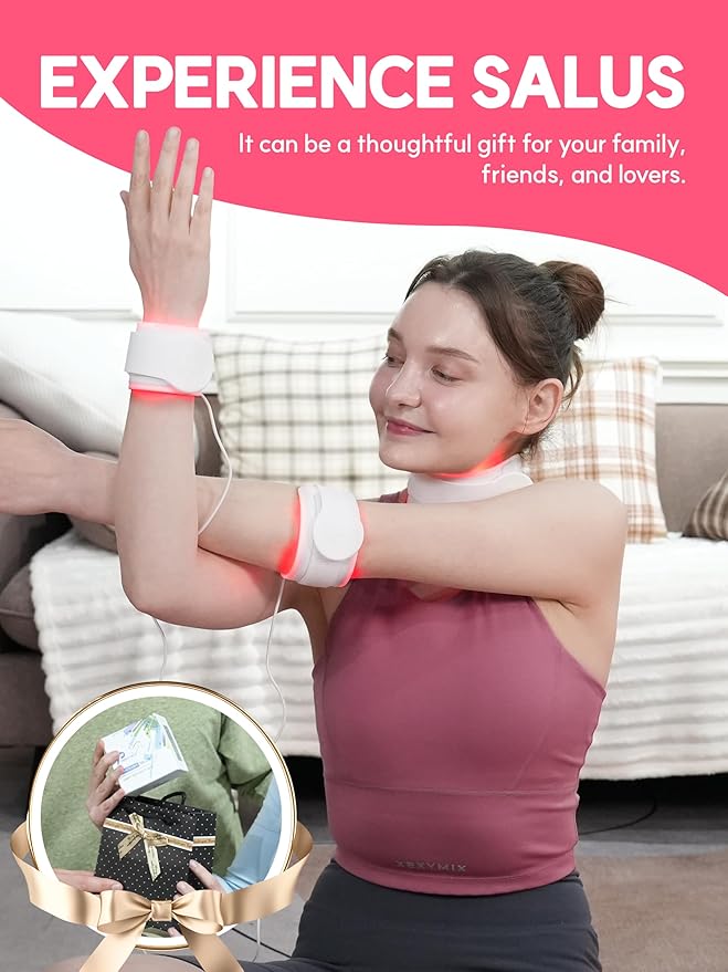 Red Light Therapy for Wrist, Neck, Hands, Ankle with 108 Near Infrared Dual Chip LED 880nm 660nm, White Silicone Band, Brace, Heating pad, Portable, Flexible, P PEACH TECH, SALUS