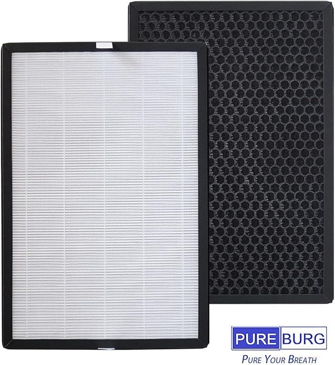 PUREBURG Replacement Filters Compatible with Bagotte BAP20 Air Purifier Filter Part BAP20-HF, 2-Pack H13 True HEPA Activated Carbon 3-Stage Filtration For Air Clean Dust VOCs