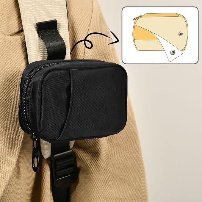 Pill Box 7 Day Pill Case Travel Pill Organizer Bag with Zipper Portable Weekly Case Compact Size for Vitamin Supplement Holder, Solid Color Black