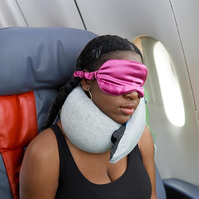 Funky Junque Adjustable Satin Sleep Mask Filled Eye Mask Blocks Light, Lightweight for Women, Bride Sleep Mask - Fuschia