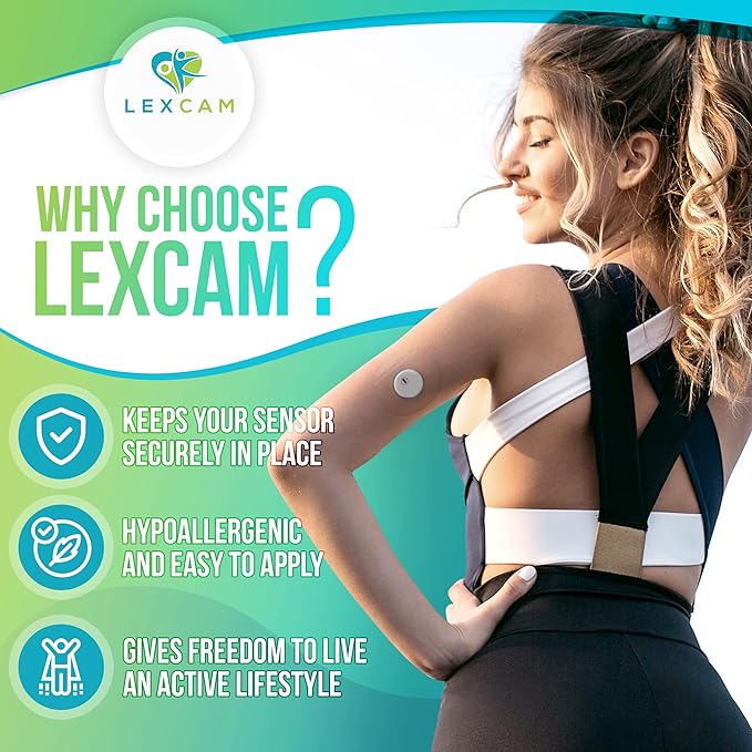 Lexcam Adhesive Patches Compatible with Freestyle Libre 3 – Pack of 20 – Waterproof, Clear Overpatches for Continuous Glucose Monitoring, Stays Secure for 14+ Days, Sensor is NOT Included