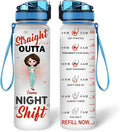 Hyturtle Personalized Straight Outta Night Shift 32oz 1Liter Motivational Water Bottle, Water Bottle Funny Nurse, Gifts Nurses Graduation|Appreciation Present Women Coworkers, 5.7 x 7 x29.5(cm)