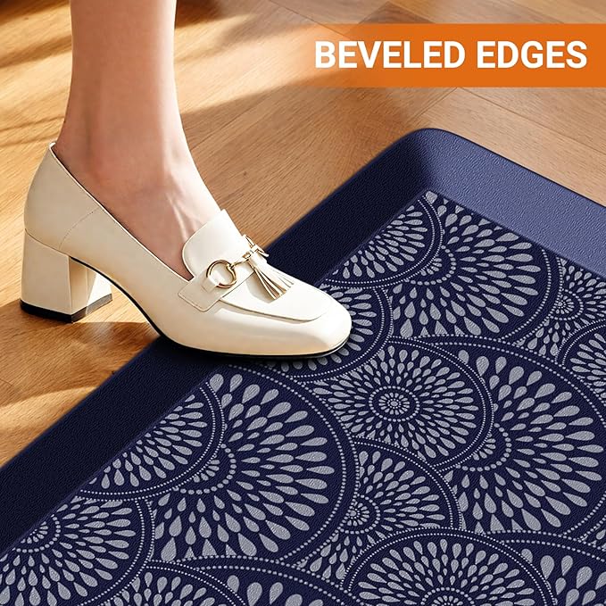 Mattitude Kitchen Mat, 17.3x60in Heavy Duty Ergonomic Comfort Foam Standing Desk Mat, Waterproof Non-Slip Standing Mats and Rugs for Kitchen, Office, Laundry, Blue