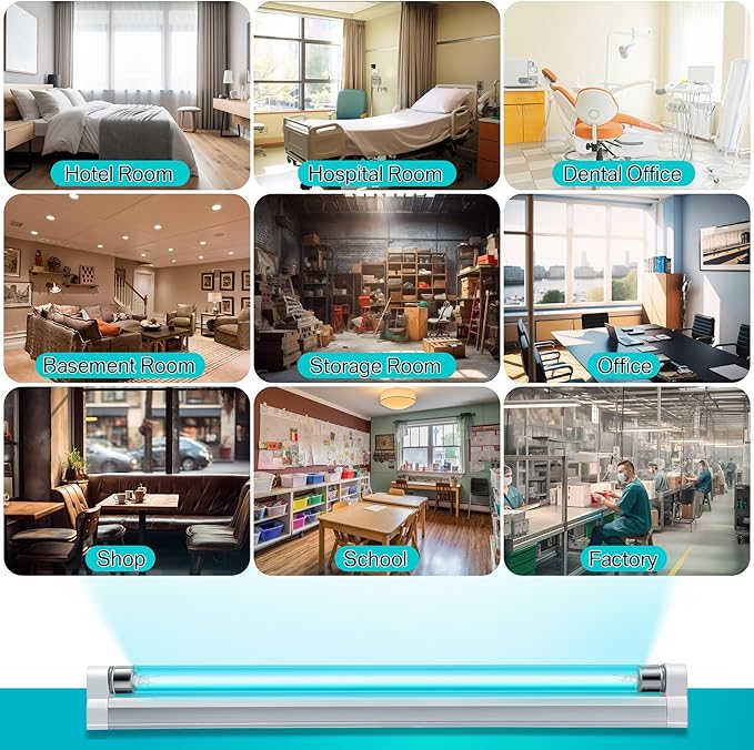 8w UV Light with Ozone, 110V UVC Double Germicidal Lamp Including ON/Off Switch Cord and Plug, 253.7nm Wavelength UVC Lamp with Connector and Screw Tools for Closet Shoe Cabinet
