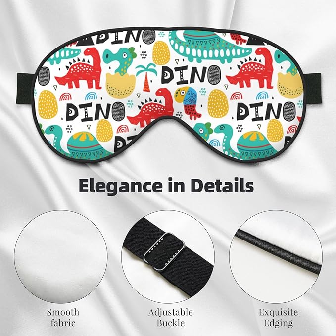 Dinosaur with Palms Sleep Mask Eye Mask with Adjustable Strap Eye Sleep Shade Cover Blocks Light for Women Men Airplane Travel Nap