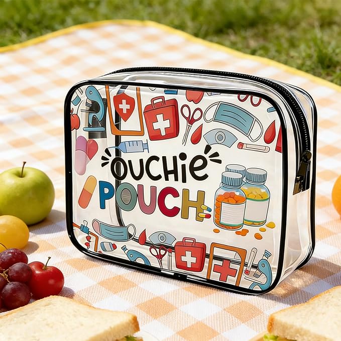 ZAHSY Medicine Ouch Pouch First Aid Bag Organizer Gift Bags for Travel Trailer Accessories Pill Med Storage Bag with Zipper Funny Ouchie Pouch for Best Friend Medical Medicine Bags for Daughter