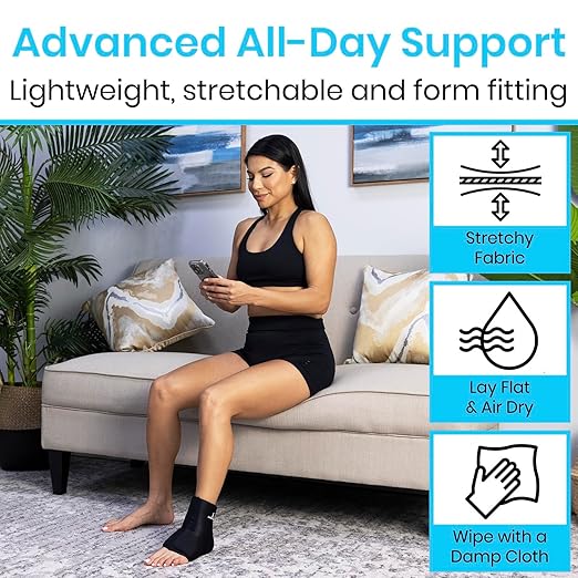 Vive Arctic Flex Ankle Ice Pack Wrap for Swelling - Adjustable Hot, Cold Gel Compression for Foot & Heel Injuries Reusable, Pain Relief - Reusable Cooling Therapy