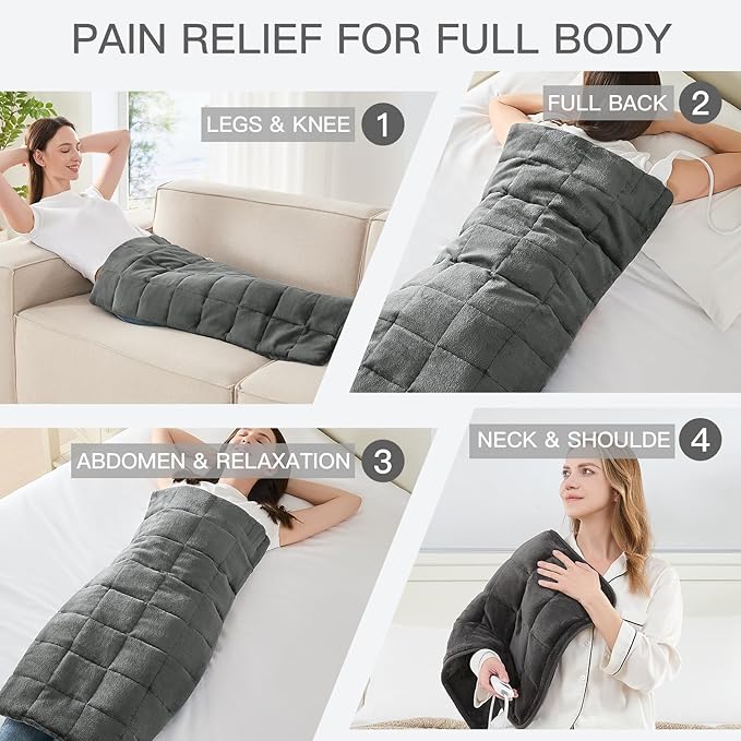 Weighted Heating pad XL 17''x33'' fsa Eligible Items only List Heat pad for Period Cramps Heating Pads Large Heated pad for Back Pain Relief Products Christmas for Mom Dad