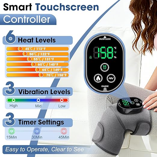 Cordless Heated Knee Massager 3-in-1 Electric Knee Massager with Heat Heating Pad Elbow Shoulder Pain Relief,Heated Knee Brace for Arthritis with Massage with 3 Vibration & 6 Heating Modes