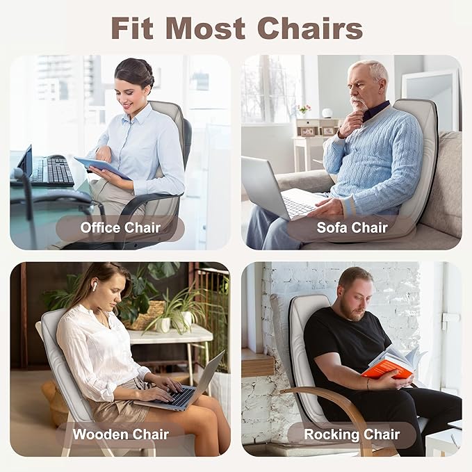 Vibration Back Massager with Heat, Massage Chair Pad with 10 Vibration Motors & 2 Heating Levels, Chair Massager for Recliner, Sofa, Beige
