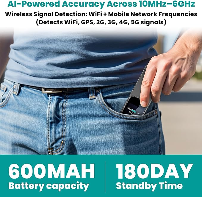 Hidden Camera Detectors – 2026 – Al Powered 7-Mode Touchscreen RF Detector, GPS Tracker Detector & Spy Camera Finder for Hotel, Home, and Car Security