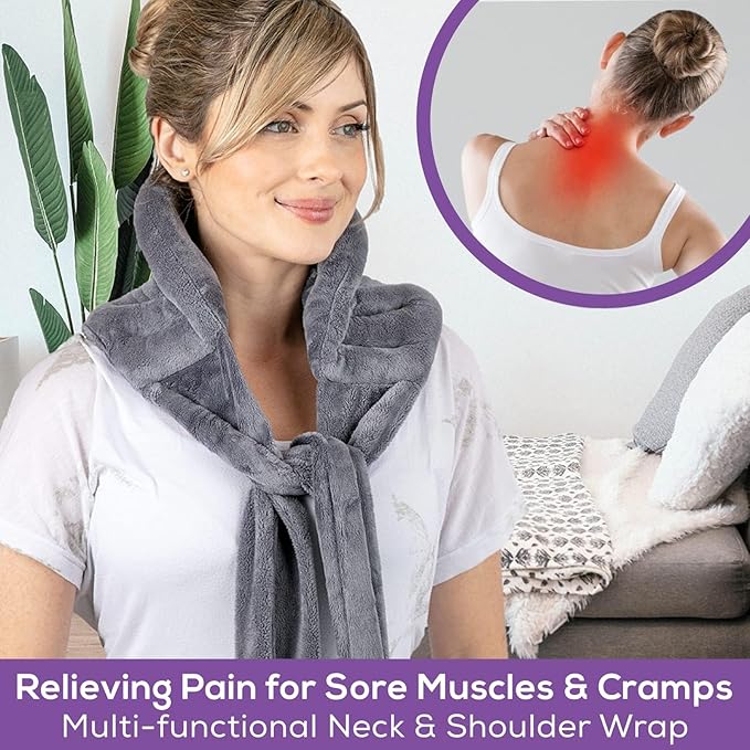 Microwavable Heating Pad for Back Pain Relief – Moist Heat Pack for Neck & Shoulders – Microwave Wheat Bag with Long Ties – Reusable Hot Cold Therapy Wrap for Cramps, Stress & Muscle Relaxation XL 71”