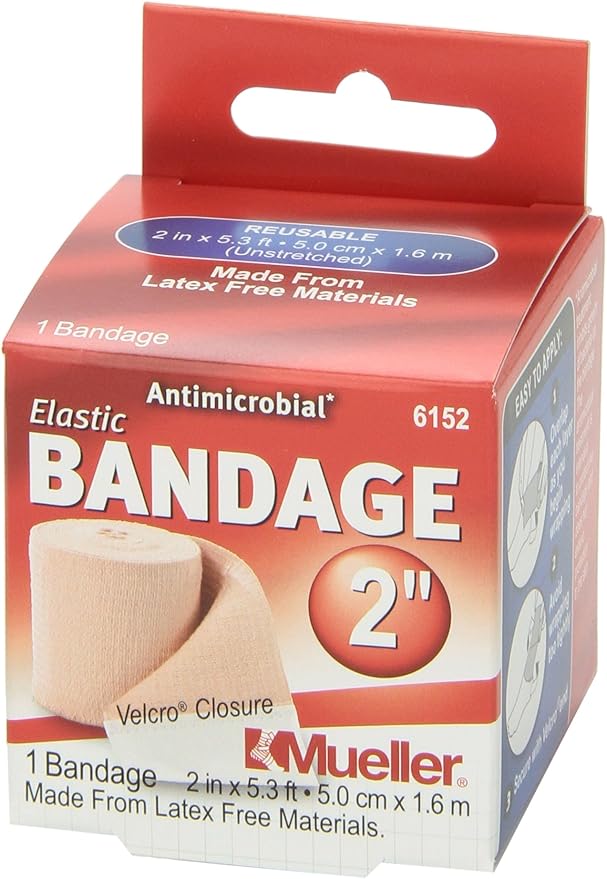 MUELLER Sports Medicine Elastic Bandage, All-Purpose Support Wrap, Self Adhesive Bandage Wrap, Athletic Compression Sleeve for Injuries and Pain Relief, Beige