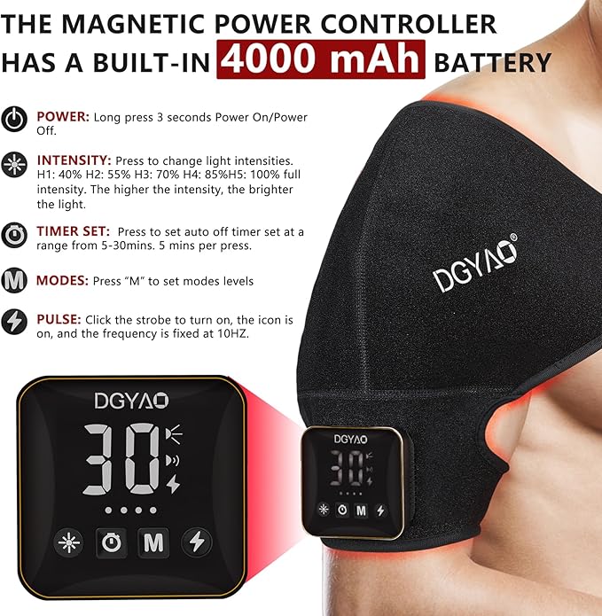 Cordless Red Light Therapy for Shoulder, Near Infrared Light Therapy Device Pulse for Elbow Shoulder Arm Joint Pain Relief Muscle Relax, Portable for Home Office Business Trip Use