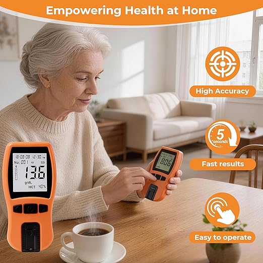 Personal Hemoglobin Monitoring System for Home Use - 5s Instant Read Wellness Tracker with 1000 Memory Storage - Requires Only 5µL Tiny Sample - Daily Wellness Management